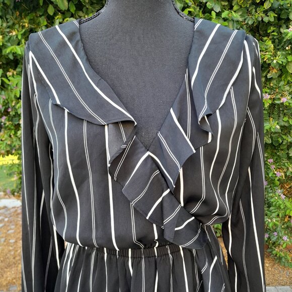 Express Striped Elastic Waist Ruffle Wrap Dress SIZE SMALL - Picture 16 of 16
